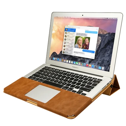 Jisoncase кожаный чехол-подставка для MacBook Air Pro retina 11 12 13 15 дюймов Чехол-книжка Роскошный чехол для ноутбука чехол s PU - Цвет: Brown