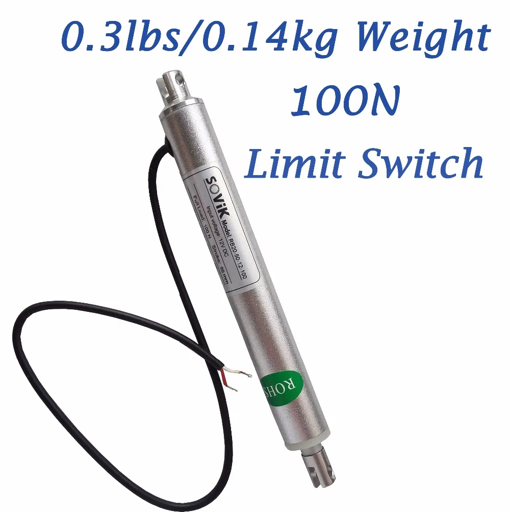 

50mm 2 inch Stroke Micro Electric Linear Actuator 12V DC 200N Mini Load In-line Structure Motor Round Tubular Multi-function