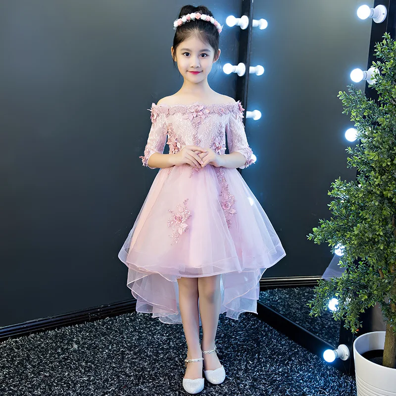 Exquisite Shouldless Appliques Flower Girl Dovetail Dress Kids Baby Teenagers Floral Princess Pageant Graduation Birthday | Детская