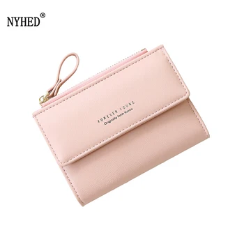 

2018 New Short Purse Women Solid PU Zipper Wallet Lady Small Purses