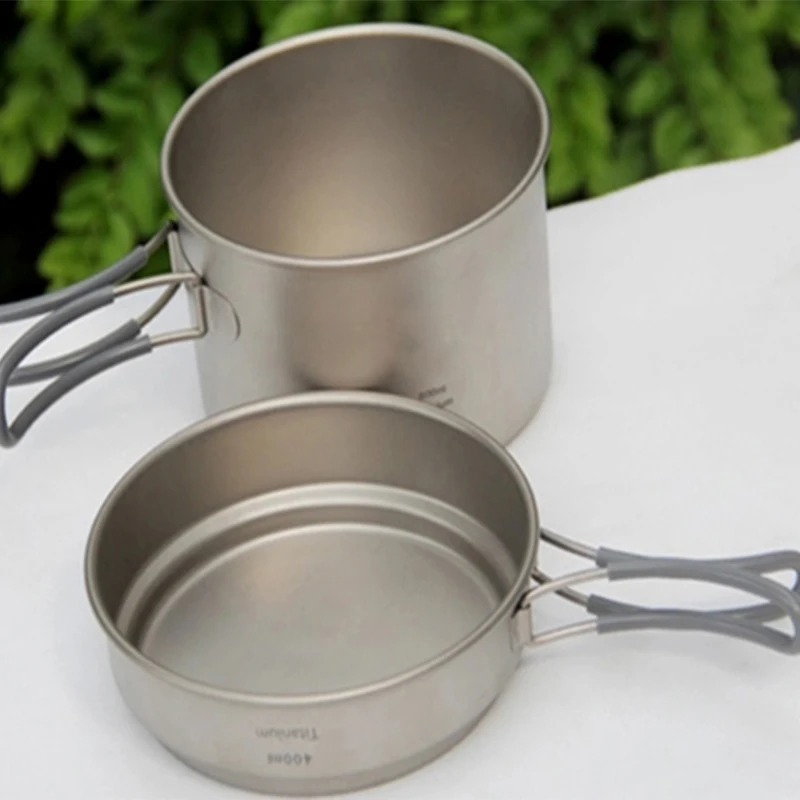 

Keith Camping Cookware Titanium Pot Outdoor Camping Picnic Cookware Set 0.4L+0.8L 170g KP6012 New Year Christmas Gift w/ Bag