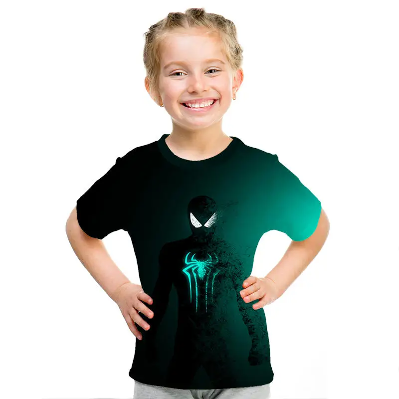 Детская футболка с супергероями г., летняя модная футболка с человеком-пауком для мальчиков и девочек, 3 года крутая футболка с 3D принтом «Человек-паук» для детей
