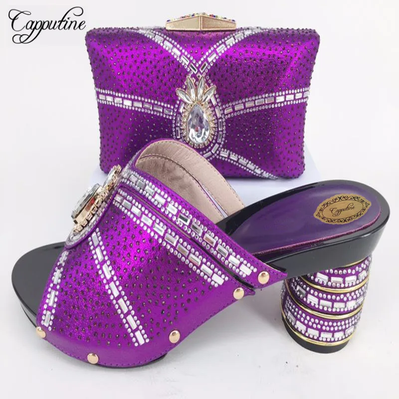 or Ensemble Haute Assorti New vert Qualité Chaussures Noir rouge pourpre Africain Sac bleu Capputine African jaune Conception argent Sacs Et Italie ZpwqFw