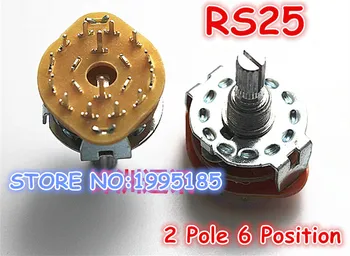 

10pcs/Lot RS25 2P6T Band Switches Channel Rotary Switch 2 Pole 6 Position 2*6 gear