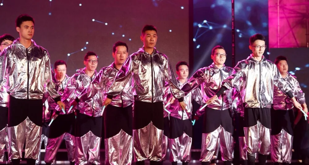 New Girls Boys Gold Silver Ballroom Jazz Hip Hop Dance Competition Costume Adult Clothes Hoodie Shirt Top Pants Dancing Wear
