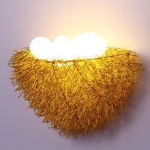 4 яйца Птичье гнездо светодиодный стильные настенные светильники Гнездо искусство лампа спальня детская комната освещение магазин серебро/golde Настенные светильники ZA