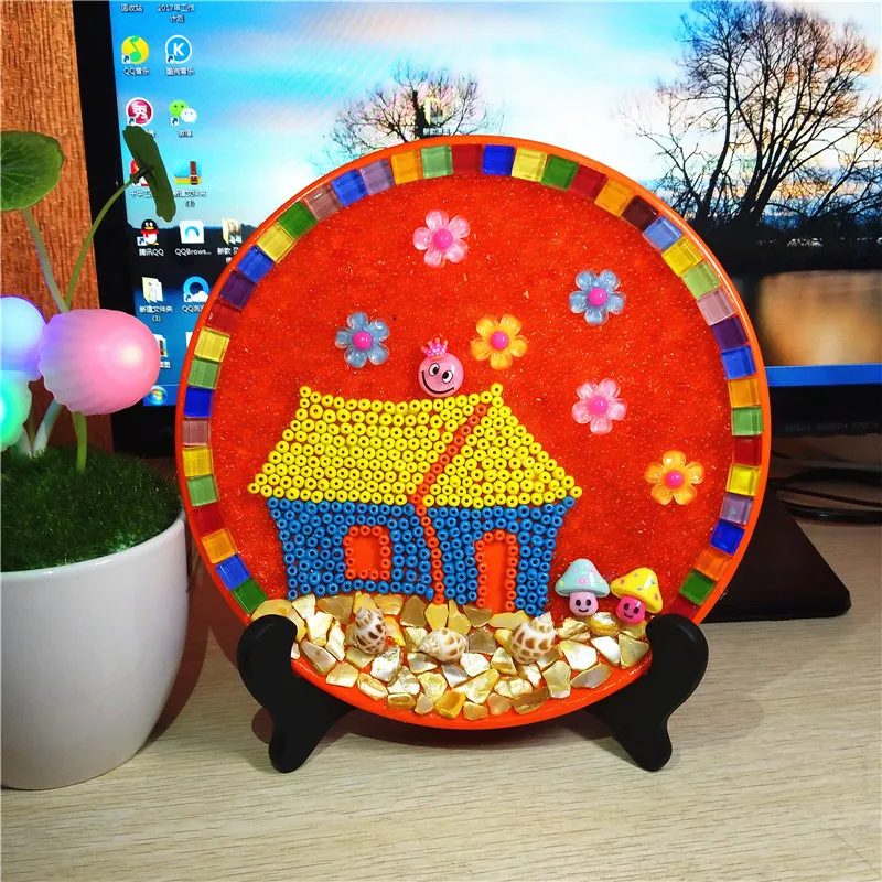 3D тачки раковины диск картина Дети DIY Мозаика Декор с подставкой детский сад