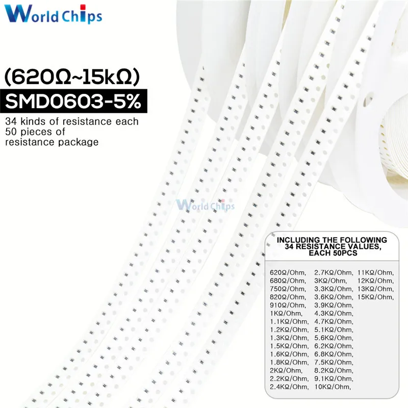 1700 шт./лот 0603 SMD резистор 0R 10 м Ом 5% 1/10 Вт 0 25 чип сопротивление фиксированный набор