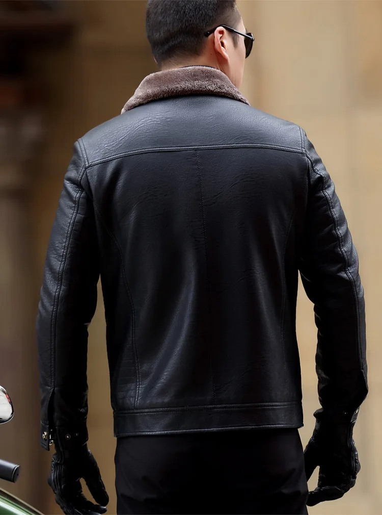 Зимние Новые повседневные Толстые мужские кожаные пальто плюс размер мягкая подкладка куртка Kulit Pria
