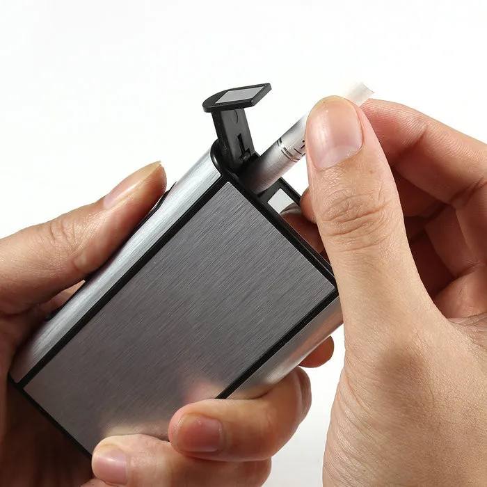 

New Arrival Aluminum Pocket Cigarette Case Automatic Ejection Silver Box Holder TY753