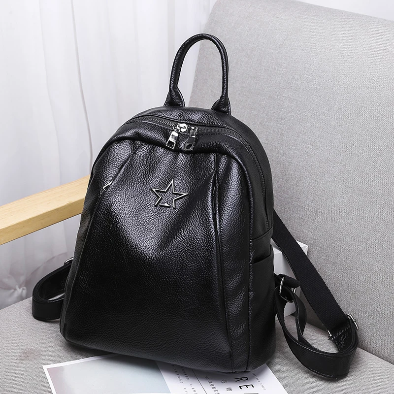 Популярный женский рюкзак Джокер, повседневная сумка для покупок, модная женская сумка из искусственной кожи, студенческий рюкзак, классический черный дизайн