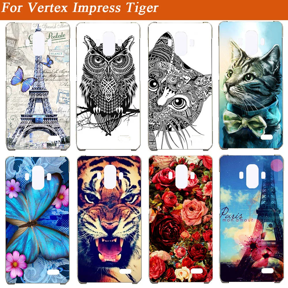 

For Vertex Impress Tiger Case Soft Wolf Owl Eiffel Tower Pattern Painted Back Cover For Vertex Impress Tiger Cases Fundas Capa