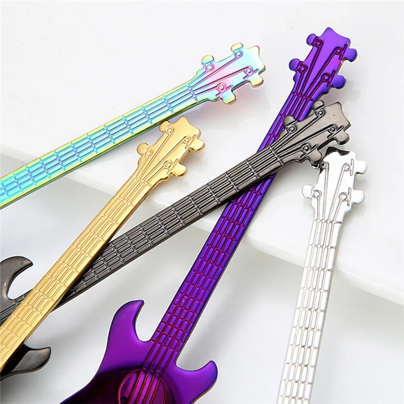 Stainless Steel Guitar Spoons Coffee Spoons Rainbow Coffee Tea Spoon Flatware Drinking Tools gift creative hot sale #4d04 (12)