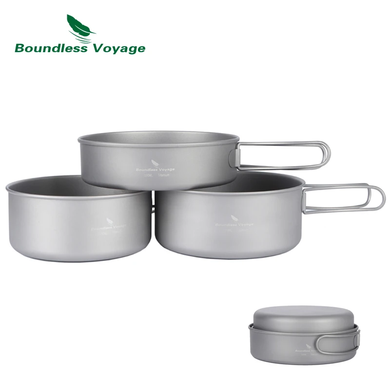 Sin Límites de viaje al aire libre ultraligero de titanio olla Pan conjunto de ollas de cocina utensilios Camping Ti1575B