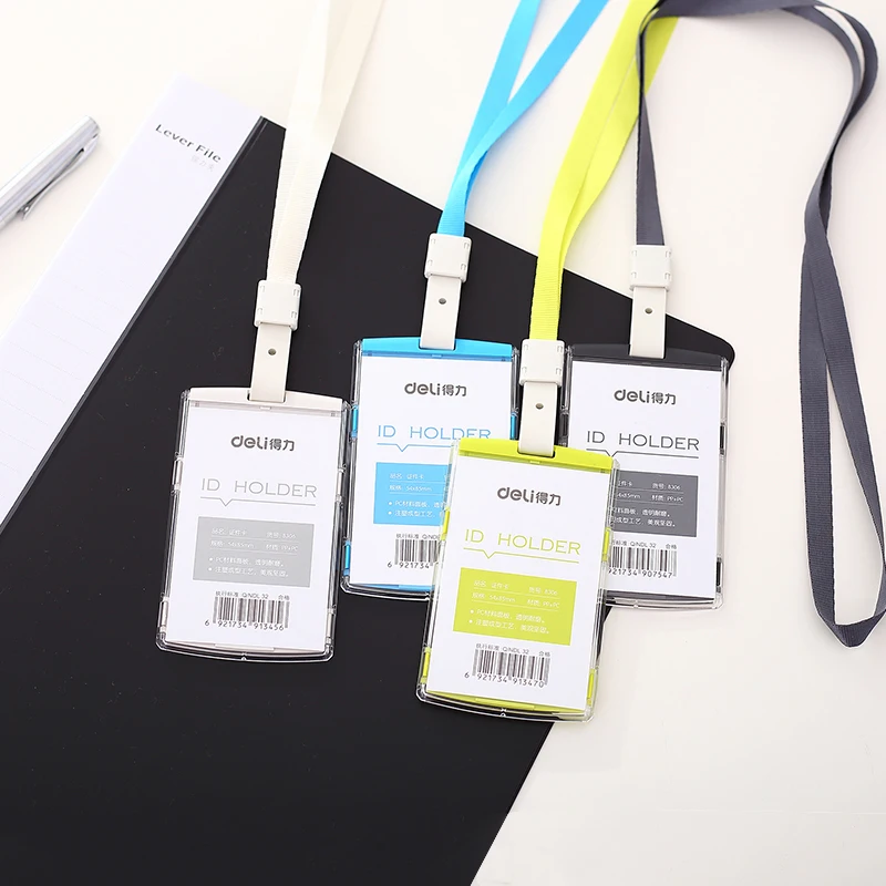

1PCS Plastic ID Badge Holder Accessories With Lanyards Exhibition Work Name Tag Permit Cards Stationery Stoer office Supplies
