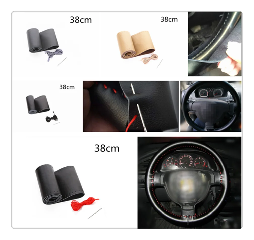 Car steering wheel cover quality leather hand sewing 38 cm for ACURA