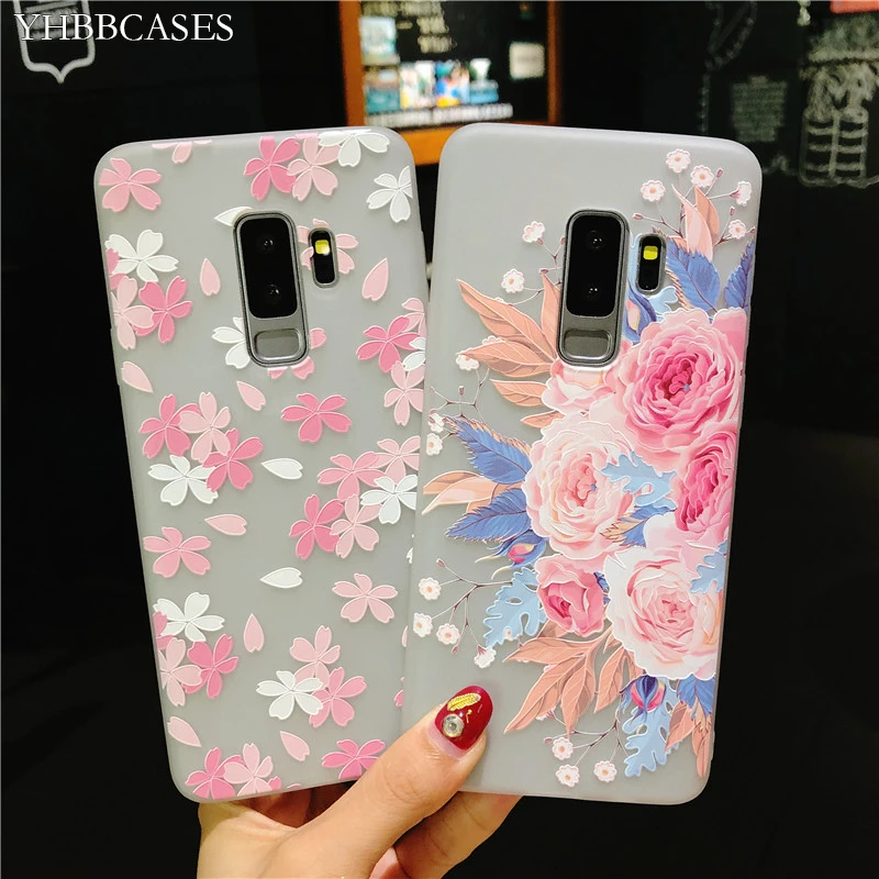 YHBBCASES для Samsung Galaxy S8 S9 S10 Plus модный 3D рельефный цветочный чехол из тпу Note 8 9 милый