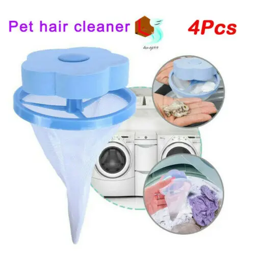 4PC Polyster Useful Pink Blue 2 ColorsFloating Pet Fur Catcher Laundry
