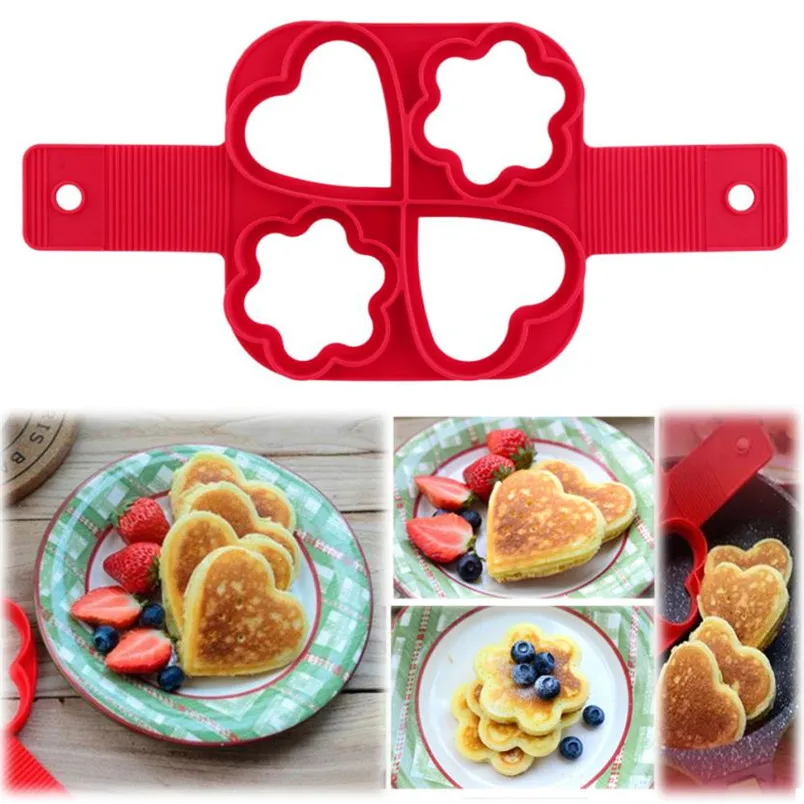 

4 Cavity Pancakes Maker Fantastic Fast & Easy Way to Make Perfect cooking tool Silicone Pancake Mold Pastry Tools New arrival M3