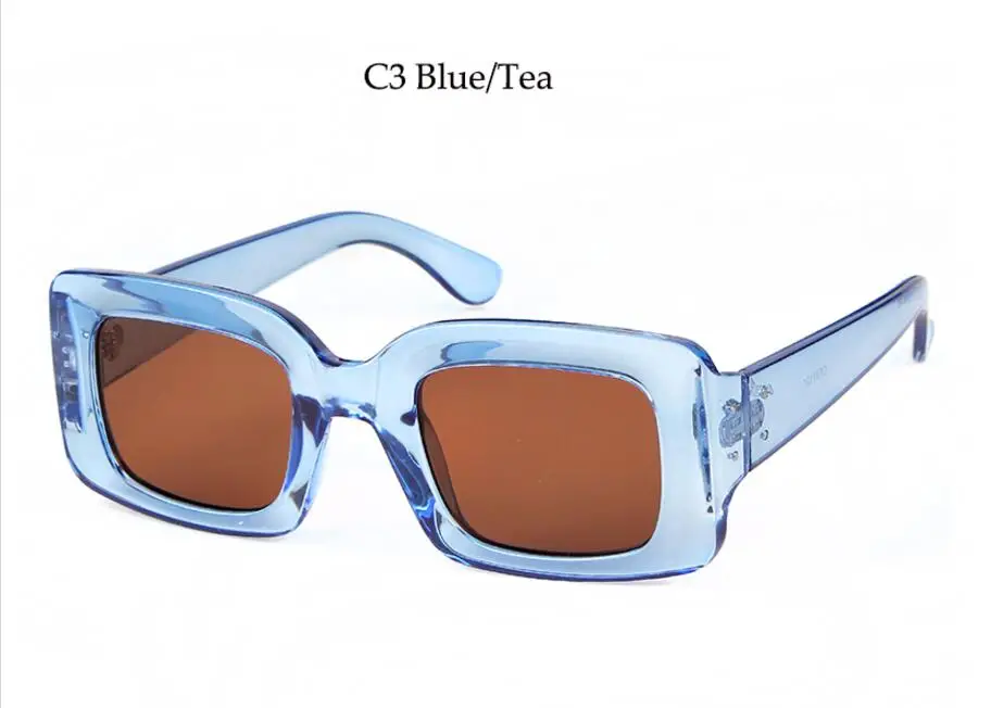 Модные Белые Квадратные Солнцезащитные очки для женщин классические дизайнерские, брендовые, винтажные очки Rihanna женские черные солнцезащитные очки UV400 Роскошные оттенки - Цвет линз: C3 blue tea