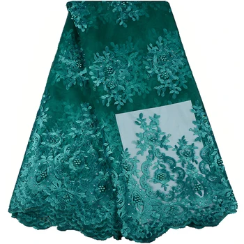 

Latest Style Net French Lace Material High Quality French Net African Lace Fabric With Pearls Nigerian Wedding African Lace 938B