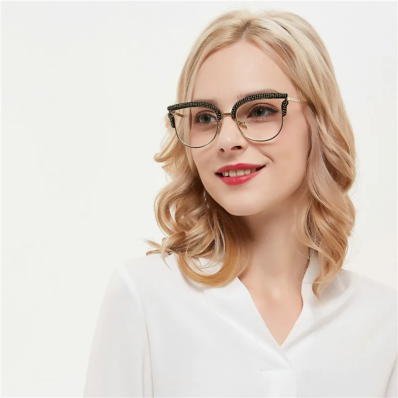 

2019 new diamond Reading Glasses Women Photochromic Presbyopic Eye glasses cat Frame Reading Glasses UV400 FML