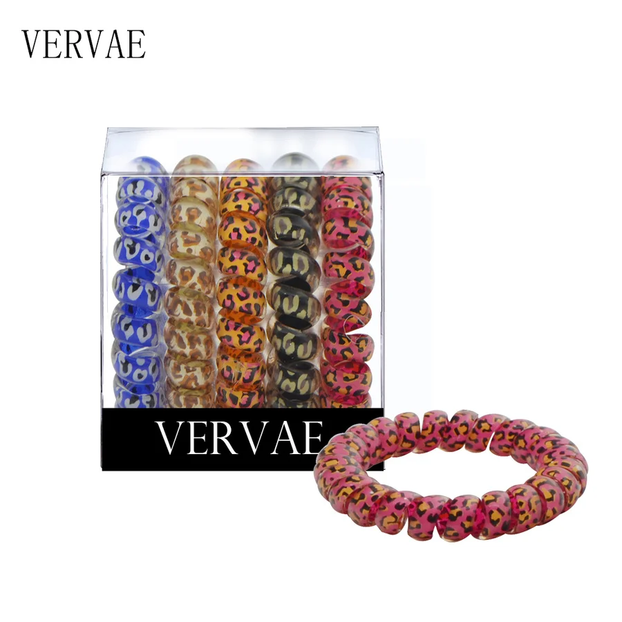 

5 Pcs/set Elastic Hair Bands for Women Hair Accessories Girl's Spiral Phone Cord Hair Ties Headwear Leopard Hairband 2019 VERVAE