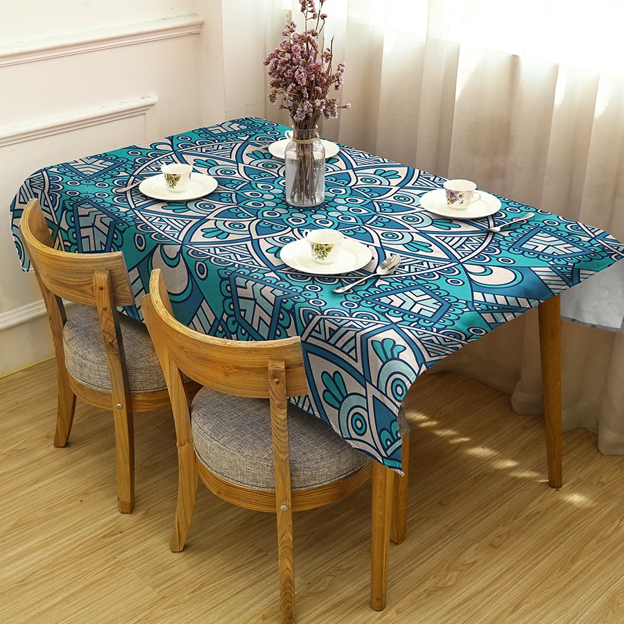 

GNORRIS Linen Dirty Rectangular Tablecloth 3D Printing Mandala Tablecloth Pictures Cloth textile can be Customized