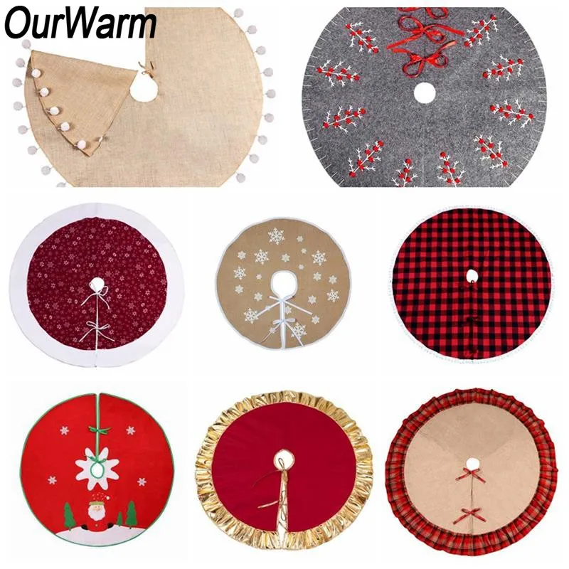 

OurWarm Christmas Tree Skirts Party Holiday Decorations for Home New Year Supplies High Quality Merry Christmas Tree Skirts
