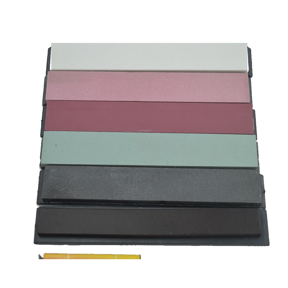 

6 pcs Sy tools Apex pro sharpener replacement whetstone Oilstone 150*20*5mm with bank 240/400/800/1500/3000 Grit 1piece leather