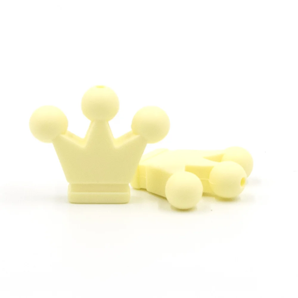 5 шт Корона силиконовые бусины Детские Perle Силиконовые Зубные Прорезыватели бусины для DIY ожерелье браслет соска цепи Детские продукты - Цвет: Cream Yellow