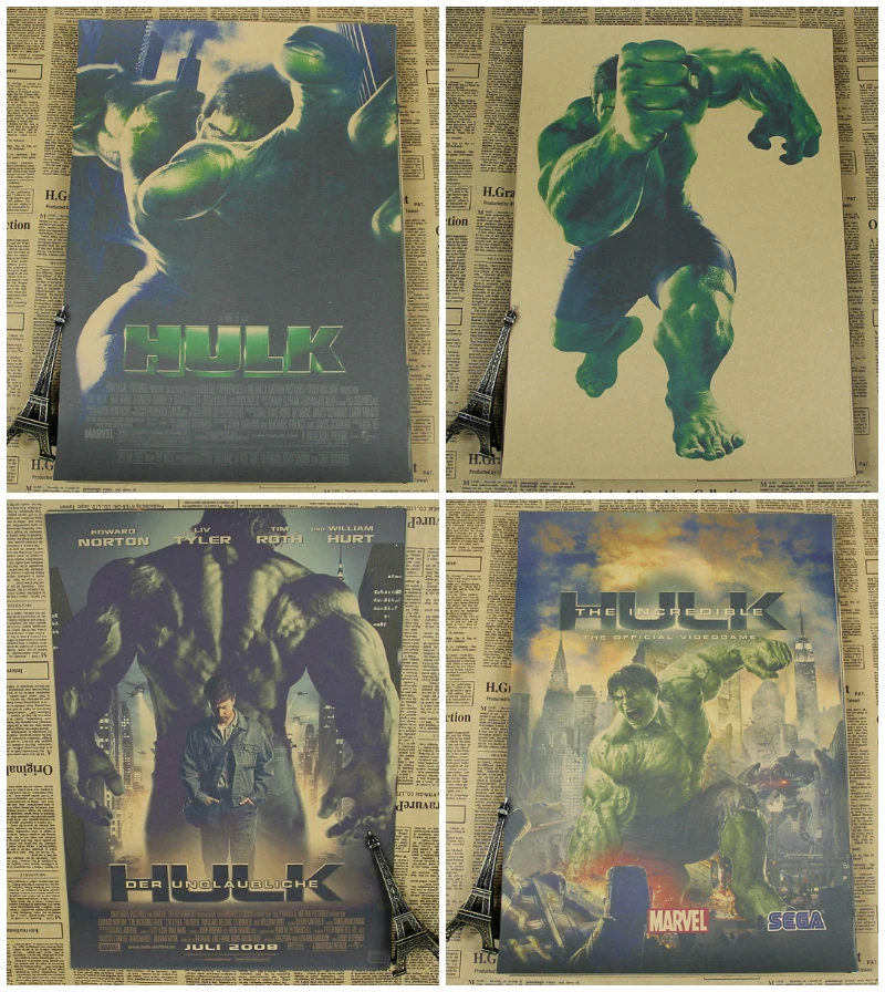 

Hulk Movie Poster Marvel Super Hero Avenger Decorative Painting/wall sticker /Kraft Poster