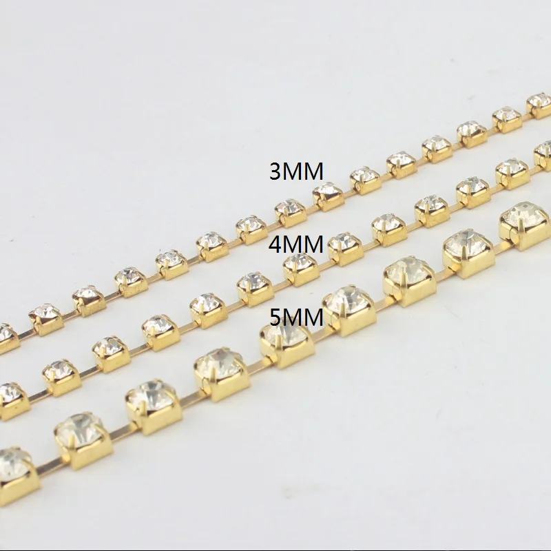

DIY Craft Supplies Gold Rhinestones for Clothes Strass golden Claw Chain Rhinestone Stickers Sewing Accessories For Bow 1yard