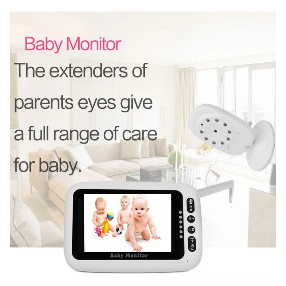 Loozykit 4,3 дюймов беспроводной видео детский монитор с высоким разрешением цифровой Мониторинг сна 2Way Talk ночного видения датчик температуры