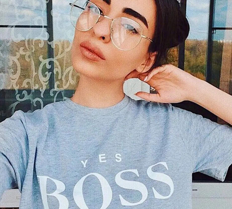 Yes футболка с надписью Boss, женская футболка с коротким рукавом и круглым вырезом, свободная футболка, лето, женская футболка, топы, Camisetas Mujer