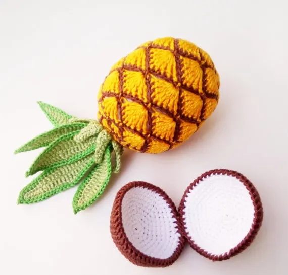 

Crochet rattles Pineapple toy Fruit Doll baby children games.