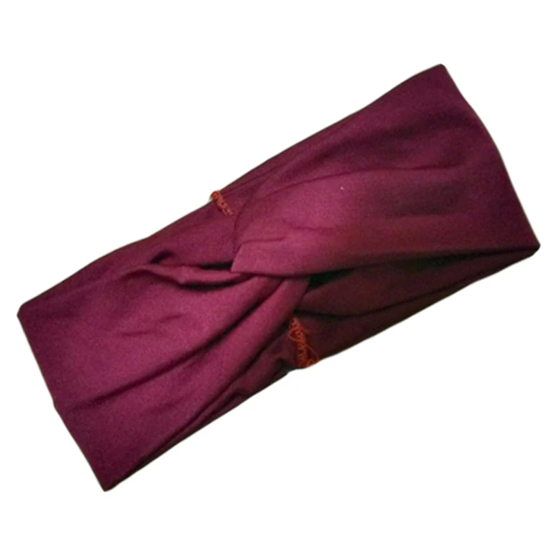 wine red 1 шт. женский тюрбан из хлопка, крученая повязка на голову с узлом для девочек, повязка на голову с крестиком, скрученная Спортивная Йога, стрейч-лента, хлопковая повязка на голову - Цвет: wine red