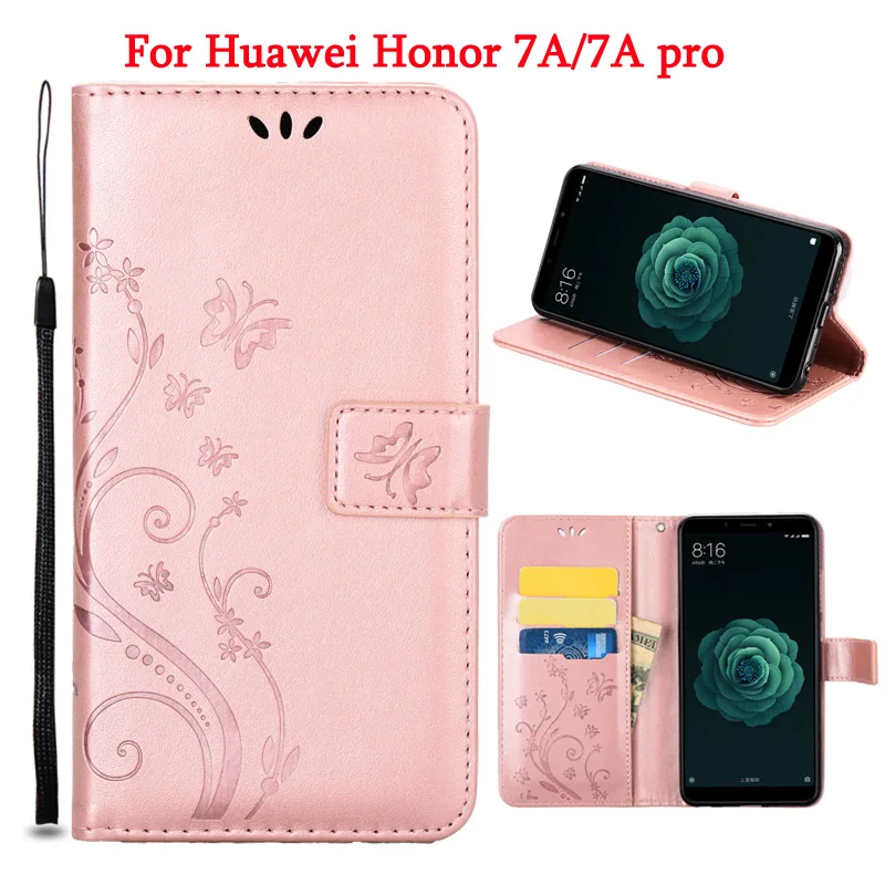 3D тиснением цветок кошелек чехол для huawei Honor 7A pro искусственная кожа флип