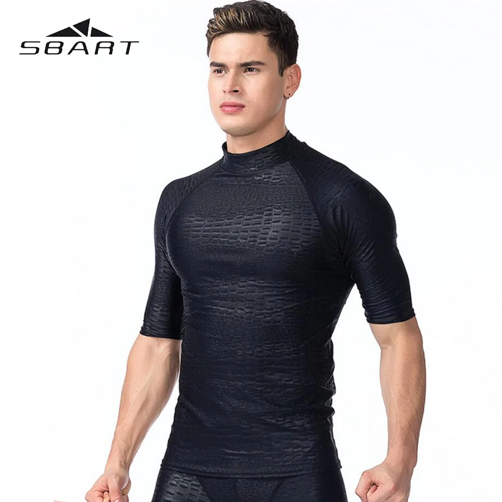 SBART мужские быстросохнущие купальные костюмы для подводного плавания, Сноркелинга, сёрфинга, рашгарда, футболки с короткими рукавами