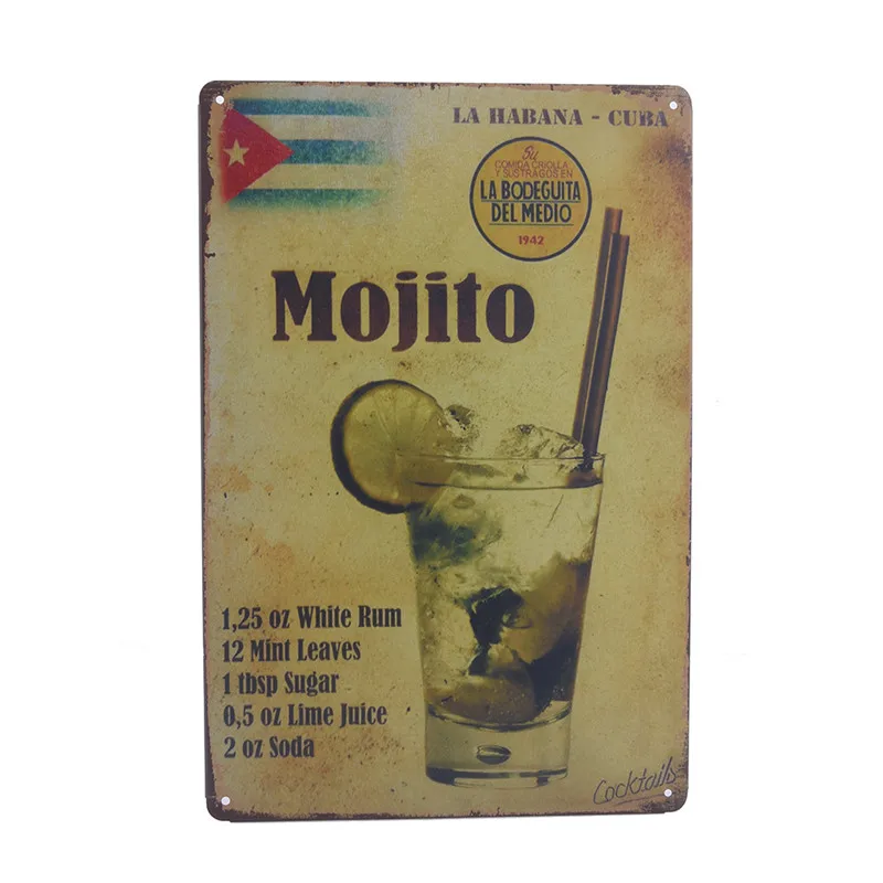 

Mojito Cocktail Wine Vintage Craft Tin Sign Retro Metal Painting Antique Poster bar pub Signs Wall Art sticker Home Decoration