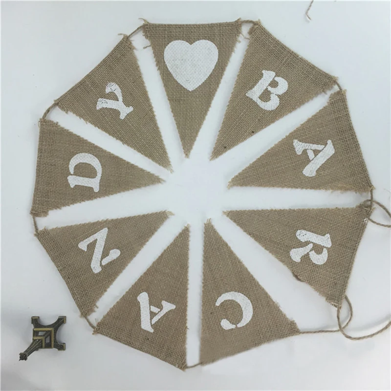 2 м DIY конфеты бар Dute флажки из мешковины день рождения Лен сердце Вымпел флаг баннер Свадьба домашний декор события из мешковины 9 флаг