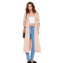 Бежевый/черный OL длинный рукав женский отложной воротник пряжка плечо два износа Хлопок Тренч TA02800120