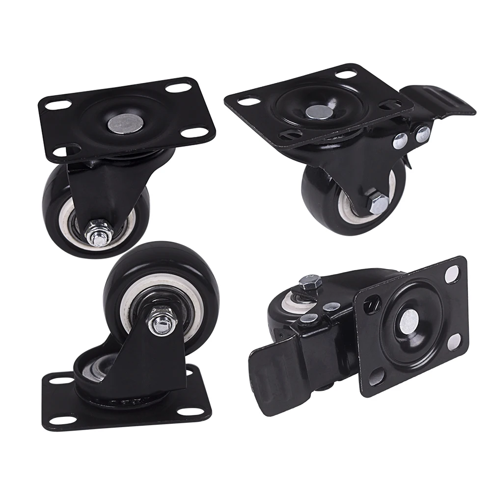 4Pcs 1.6in Heavy Duty rodas Giratórias Com Rodinhas com Segurança de Bloqueio Duplo e Rodas de Espuma de Poliuretano Sem Ruído, Rolamento de Carga £ 440-0