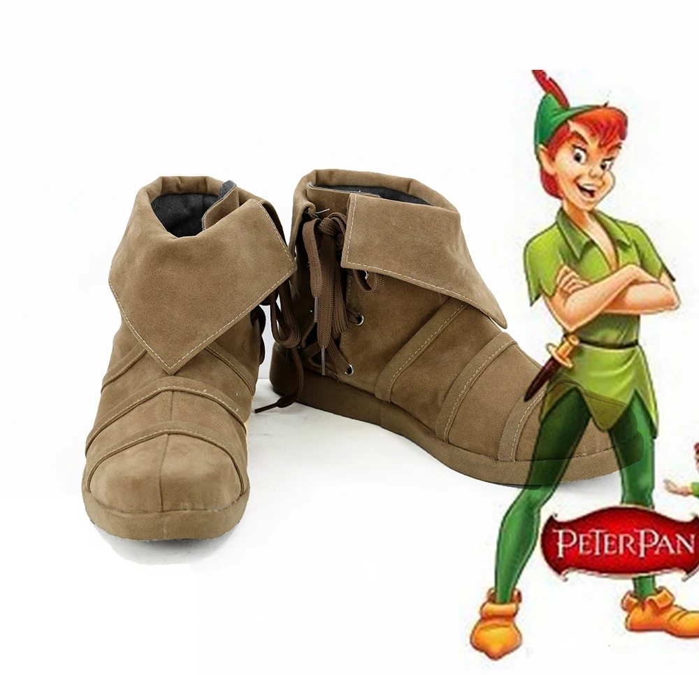 Peter Pan Shoes Cosplay Peter And Wendy Peter Cosplay Shoes Brown Custom Made Any Size - Shoes - AliExpress