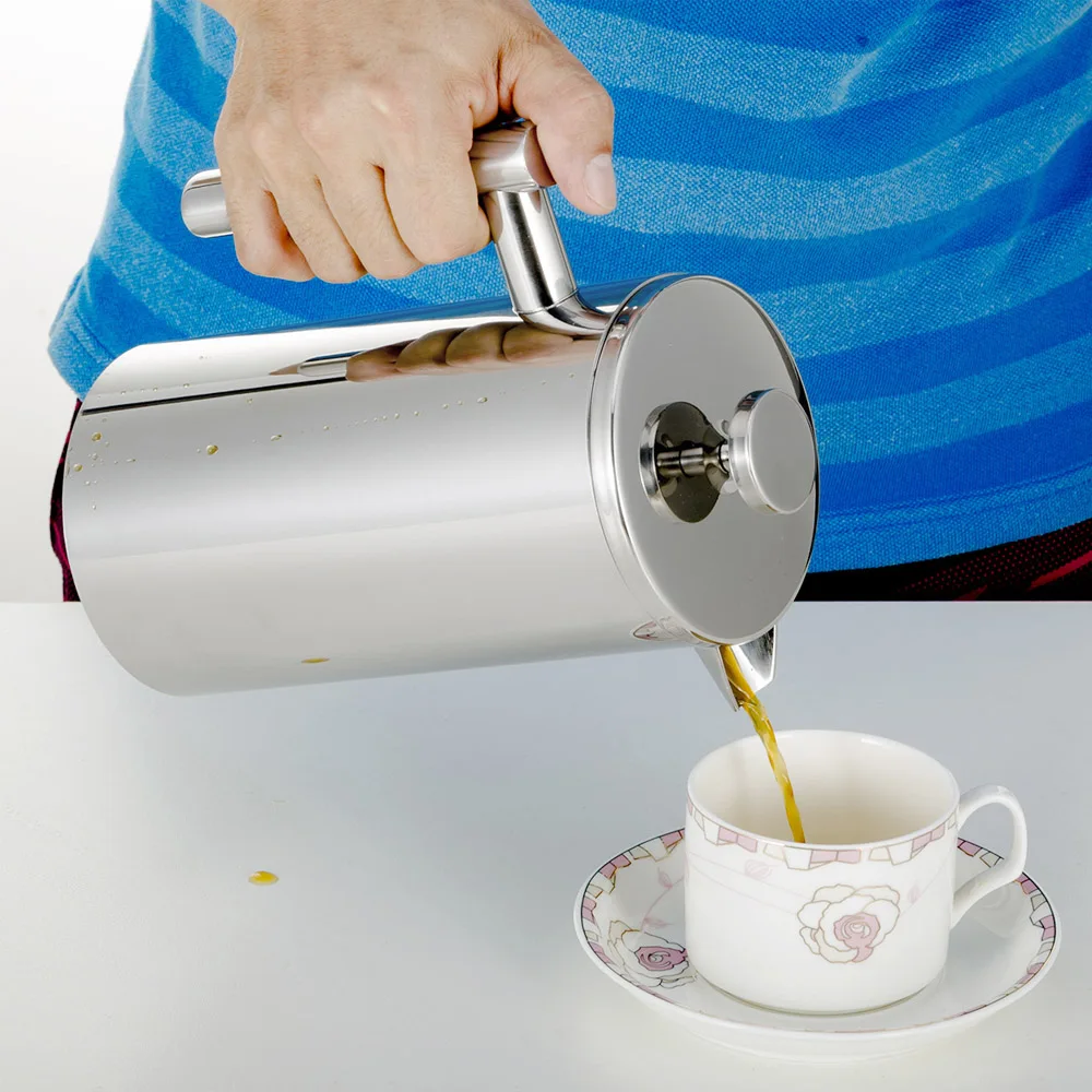 

Behogar 800ml Double Wall Stainless Steel Insulated Coffee Teapot French Press Coffee Maker Tea Pot With Tool Filter Percolator