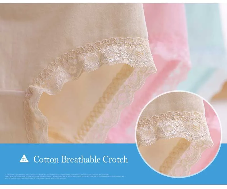 4pcs Plus Size XXL Women Confort Cotton Underwear Seamless Sexy Lace Panties Briefs for Women Underpants Lingerie Knickers 13