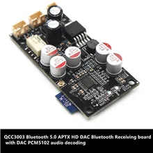 QCC3003 Bluetooth 5,0 APTX HD DAC Bluetooth приемная плата с DAC PCM5102 декодирование аудио ATP-X HD 16 бит/48 кГц