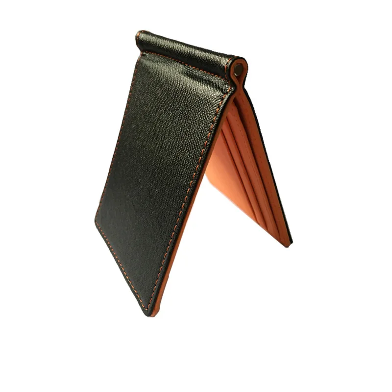 Men Bifold Business Leather Wallet luxury brand famous ID Credit Card visiting cards wallet magic Money Clips - Цвет: Orange