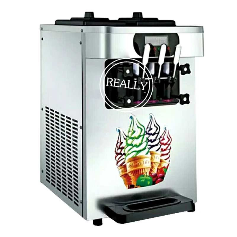

Stainless steel 3 flavors 22/h high 84cm ！mini table top ice cream making machine soft serve soft ice cream machine to seaport