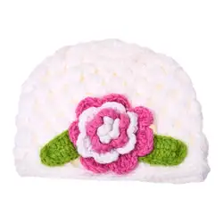 WOTT Детские цветок вязания шапочки ручной работы зимняя шапка вязанная Кепки (белый)